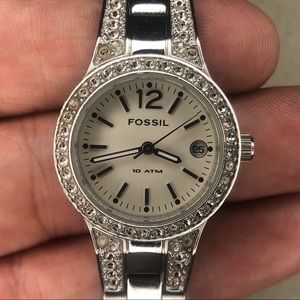 Women Fossil Watch, Green Mother of Pearl Diamond